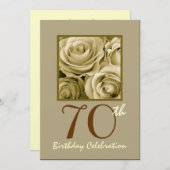 70e anniversaire Invitation Roses d'or (Devant / Derrière)
