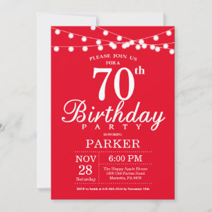 70e anniversaire Invitation Rouge