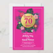 70e anniversaire invitation tropicale rose (Devant)
