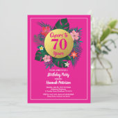 70e anniversaire invitation tropicale rose (Debout devant)