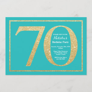 70e anniversaire Invitation Turquoise et Parties s