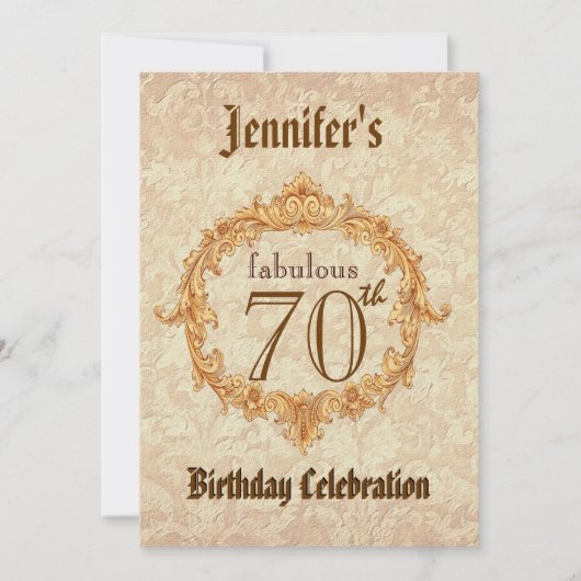 70e anniversaire Invitation Vintage Gold Frame (Devant)
