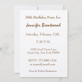 70e anniversaire Invitation Vintage Gold Frame (Dos)