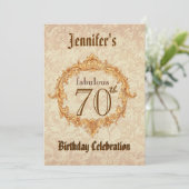 70e anniversaire Invitation Vintage Gold Frame (Debout devant)