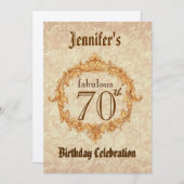 70e anniversaire Invitation Vintage Gold Frame (Devant / Derrière)