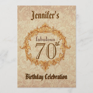 70e anniversaire Invitation Vintage Gold Frame