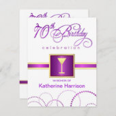 70e anniversaire Invitations à la fête - avec Mono (Devant / Derrière)