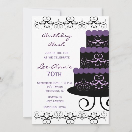 70e anniversaire Invitations à la fête de Swirl vi (Devant)