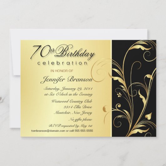 70e anniversaire Invitations avec monogramme (Devant)