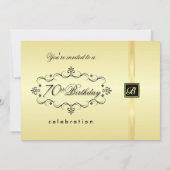 70e anniversaire Invitations avec monogramme (Dos)