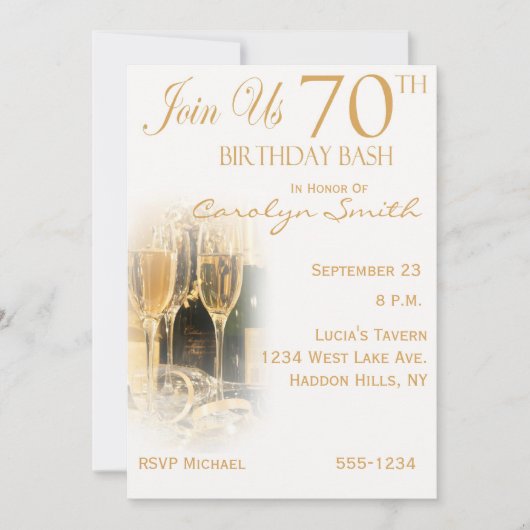 70e anniversaire Invitations de fête (Devant)
