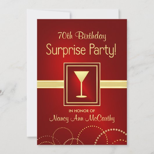 70e anniversaire Invitations de la Surprise Party (Devant)