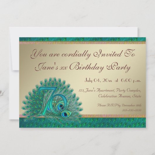 70e anniversaire Invitations modèles (Dos)