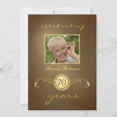 70e anniversaire Invitations - Monogramme d'or ant (Devant)