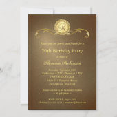 70e anniversaire Invitations - Monogramme d'or ant (Dos)
