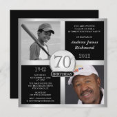 70e anniversaire Invitations photos d'hier et d'au (Devant / Derrière)