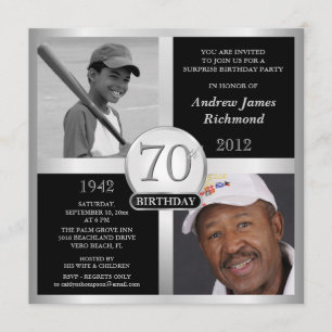 70e anniversaire Invitations photos d'hier et d'au