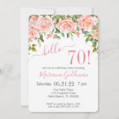 70e anniversaire Invitations Pink Floral Modern Pa (Devant)