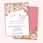 70e anniversaire Invitations Pink Floral Modern Pa<br><div class="desc">Invitations de 70e anniversaire rose floral moderne - soirée "bonjour 70!" avec arrière - plan blanc et belle impression que vous pouvez customiser avec toutes les informations de votre fête d'anniversaire. avec pêche et couleurs roses - élégant.</div>