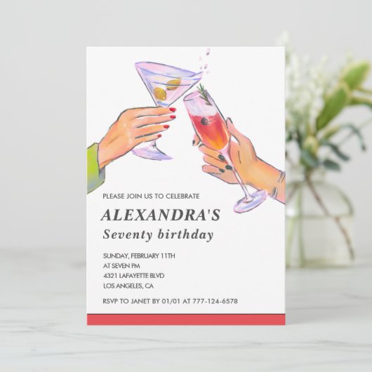 70e anniversaire invitations son Cocktail Fun Part (Debout devant)