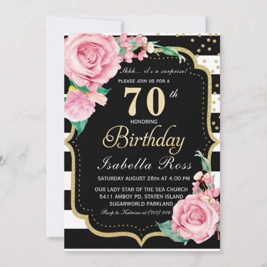 70e anniversaire Invitations surprise (Devant)