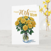 70e anniversaire Maman Carte de bouquet de rose ja (Fleur jaune)