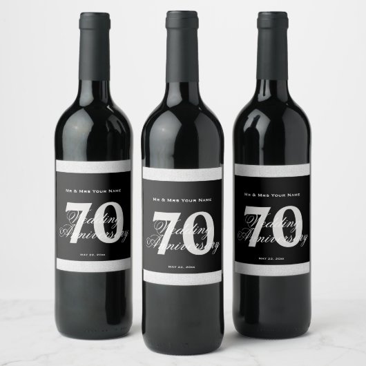 70e anniversaire Mariage Étiquette de vin personna (Bouteilles)