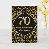 70e anniversaire Modèle floral noir et or (Fleur jaune)