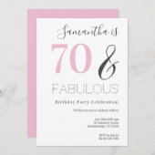 70e anniversaire Modern Pink Party Invitation (Devant / Derrière)