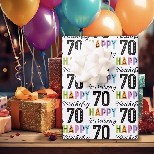 70e anniversaire Papier d'enveloppement de typogra