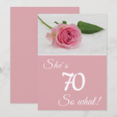 70e anniversaire pour sa carte de motivation rose (Devant / Derrière)