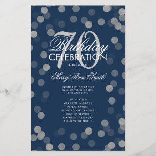 70e anniversaire Programme Argent Confetti Menu Ma