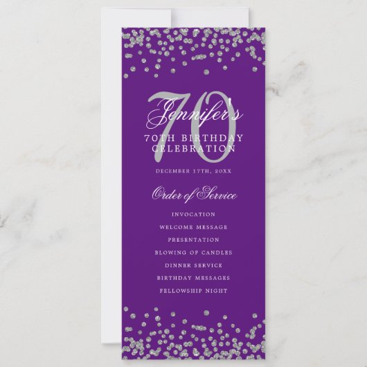 70e Anniversaire Programme Argent Confetti Purple (Devant)
