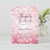 70e Anniversaire Programme Blush Pink Bokeh Menu (Debout devant)