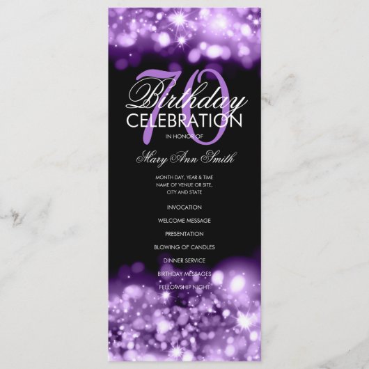 70e anniversaire Programme Glam Lights Purple Menu (Devant)