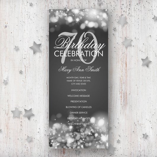 70e anniversaire Programme Glam Lights Silver Menu