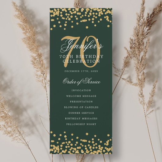 70e anniversaire Programme Gold Green Confetti