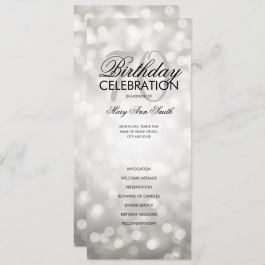 70e Anniversaire Programme Lights Silver Menu (Devant / Derrière)