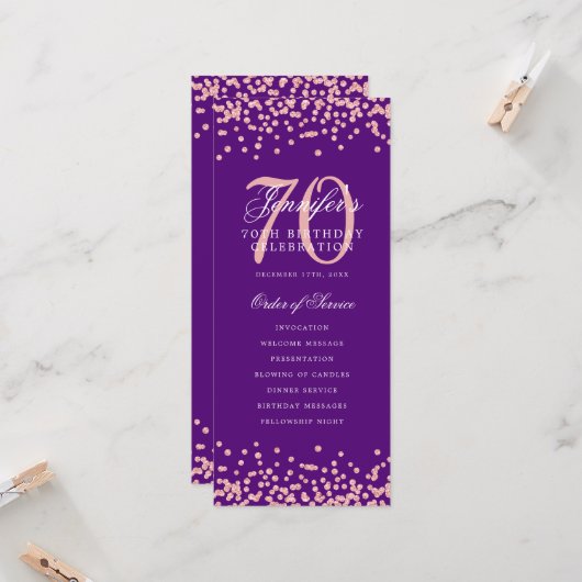 70e Anniversaire Programme Merci Rose or pourpre (Devant/Arrière en situation)