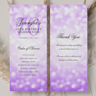 70e anniversaire Programme Purple Bokeh Merci