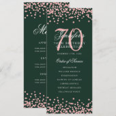 70e anniversaire Programme Rose Gold Menu Vert (Devant / Derrière)