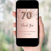 70e anniversaire rose or étoiles carte de remercie