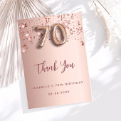 70e anniversaire rose or étoiles carte de remercie