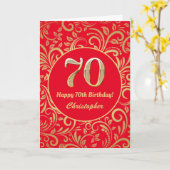 70e anniversaire Rouge et or modèle floral (Fleur jaune)
