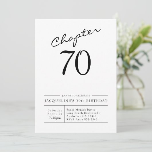 70e anniversaire Script 70 Party Invitation (Debout devant)