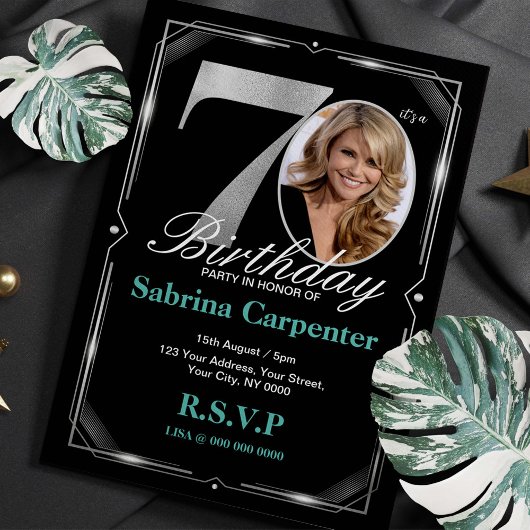 70e anniversaire Silver and Black Invitation