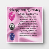 70e anniversaire Soeur Poem Plaque (Devant)