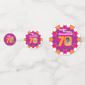 70e anniversaire star rose orange papier confetti (Devant)