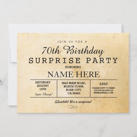 70E ANNIVERSAIRE VINTAGE 60E INVITATION (Devant)