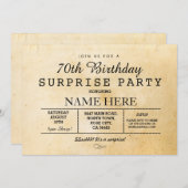 70E ANNIVERSAIRE VINTAGE 60E INVITATION (Devant / Derrière)